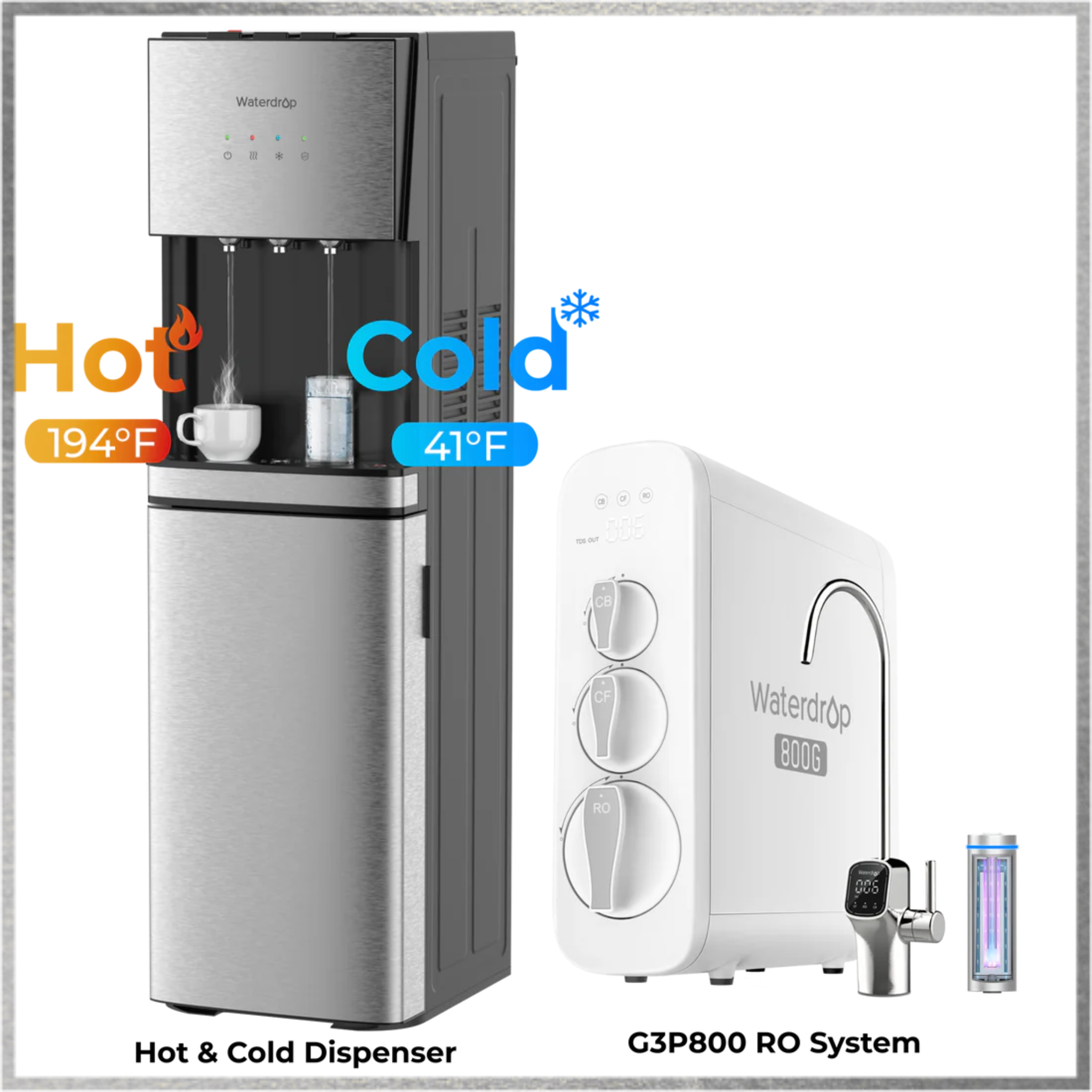 Filterwaternow Hot & Cold Dispenser + G3P800 RO System - Thumbnail 2